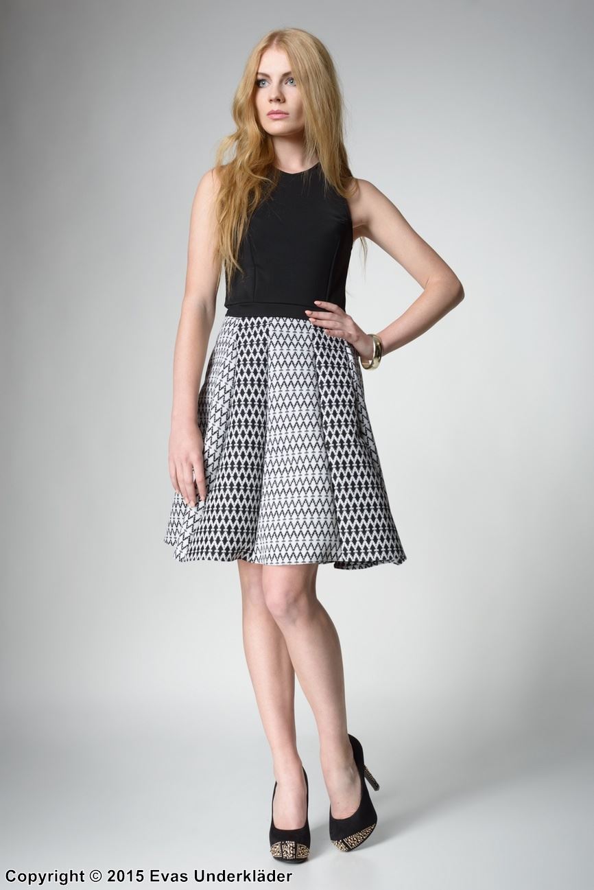 A-linjeformad klänning med mönstrad kjol, XS - 5XL